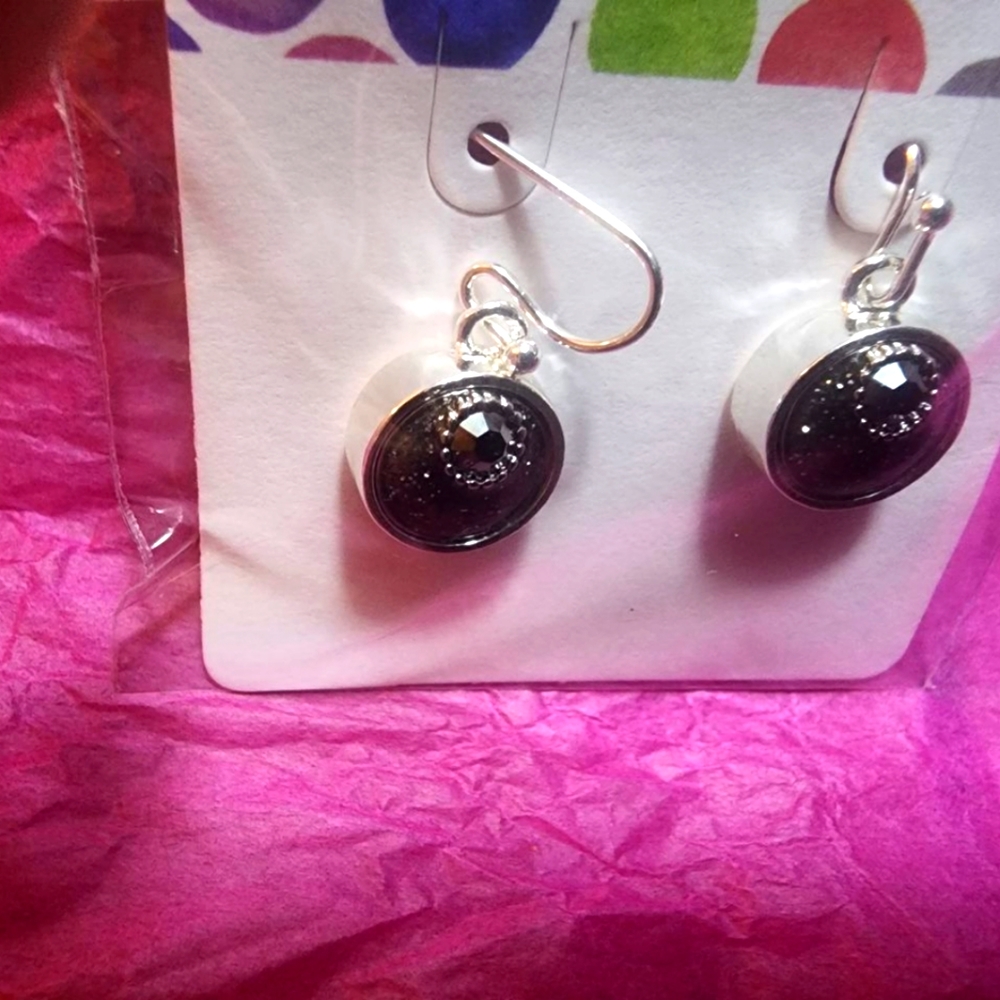 Style dots earrings new in package black stone retail $37